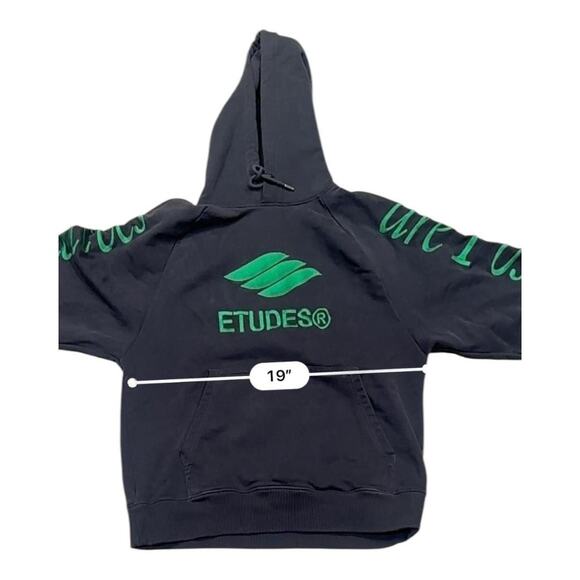 Études Racing Eco Logo Hoodie Black Green Men’ XS Graphic‎ Pullover Oversized - Picture 4 of 7